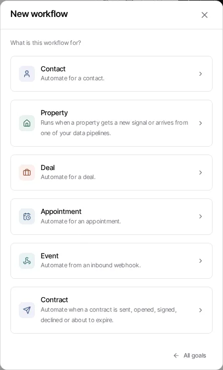 The Start from scratch domain picker before a workflow is created