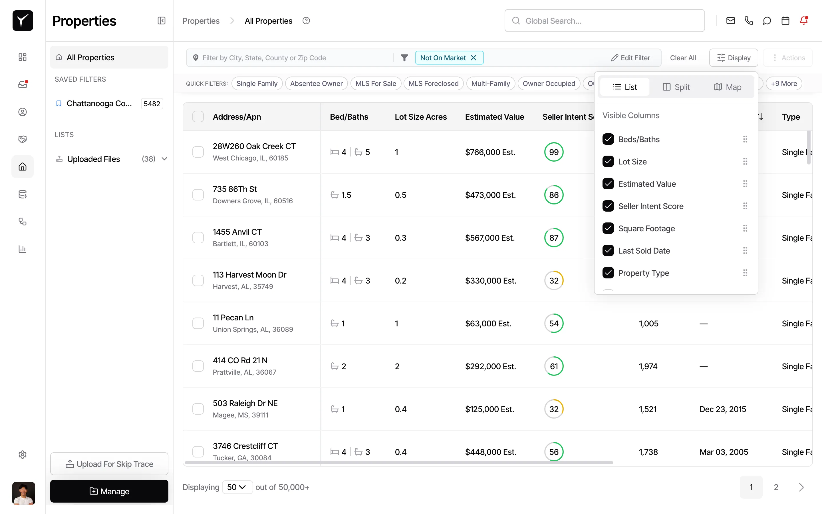 Step 3: Toggle columns on or off