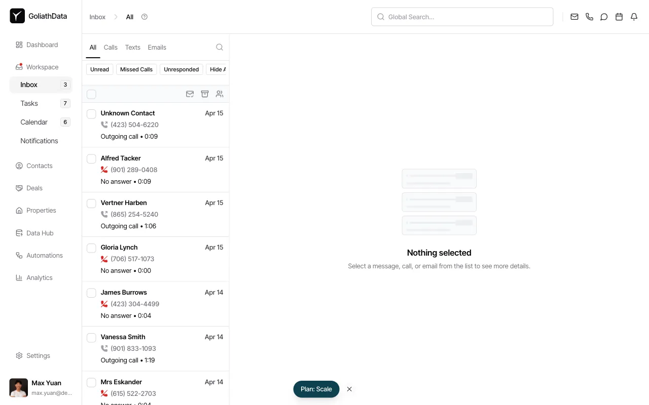 Step 6: Inbox with Texts tab selected